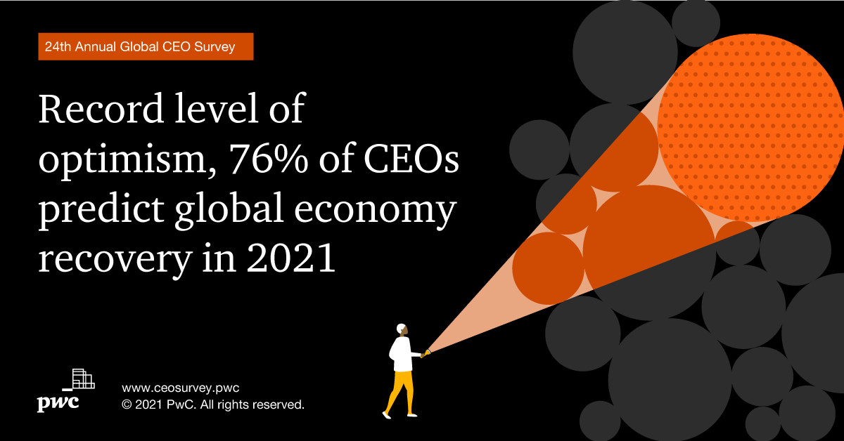 PwC Global CEO Survey Record level of optimism, 76 of CEOs predict