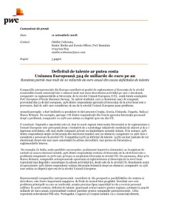 Deficitul de talente ar putea costa Uniunea Europeană 324 de miliarde de euro pe an